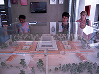 Studying the model of the John Spoor Broome library that Foster + Partner designed for California State University Channel Islands, Camarillo. Photograph: Volker M. Welter
