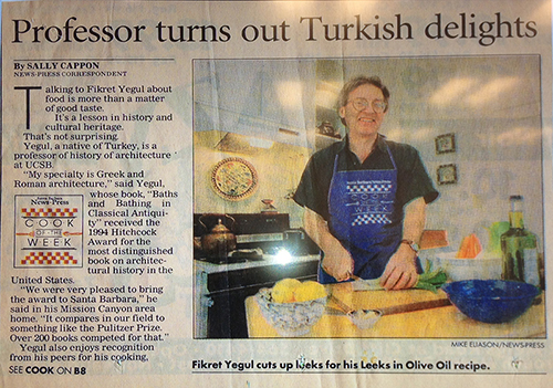 Newspaper article on Fikret's cooking